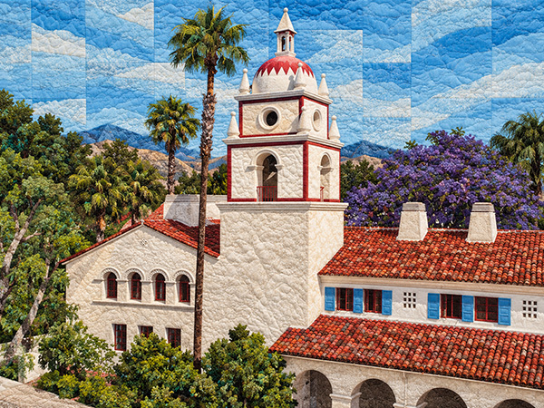 Cal State University Channel Islnads exterior withtower depicted as a quilt